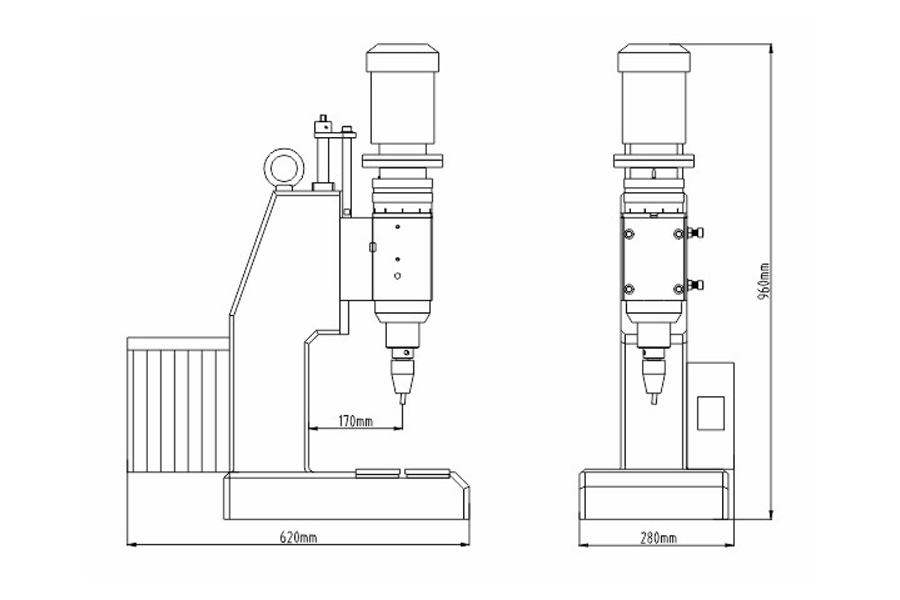 常規(guī)型液壓鉚接機結(jié)構(gòu)尺寸圖